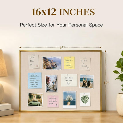 Small Linen Bulletin Board, 16"x12" Fabric Pin Board Vision Board