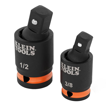Klein Tools 65842SW Impact Wrench Swivel Square-Drive Adapter Set, 2-Piece, 15-Degree, Ball Detent, High-Visibility, Fixed-Position and Swivel Socket Adapter
