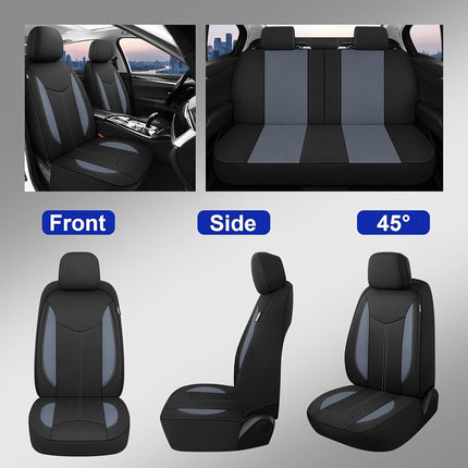 CAROMOP Waterproof Car Seat Cover, Full Seats, Neoprene, Split Seat Covers for Cars, Universal Fit for Most Car Interior Covers, Sedan, Truck, SUV (Black/Grey)