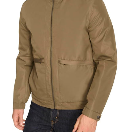 Cole Haan Men's Short Sleeve Self Packable Windbreaker, Olive, L