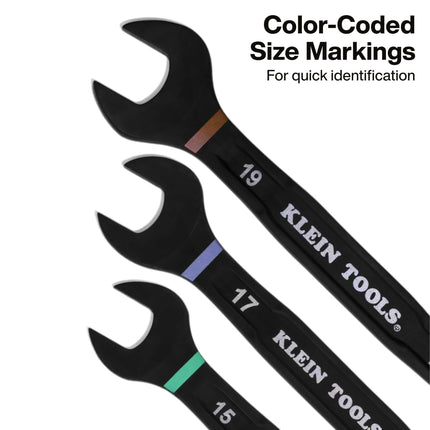 KLEIN TOOLS 69408MG Metric Ratcheting Combination Wrench Set, 8 to 19 mm, 90-Tooth Steel Alloy with Foam Pouch, 8-Piece