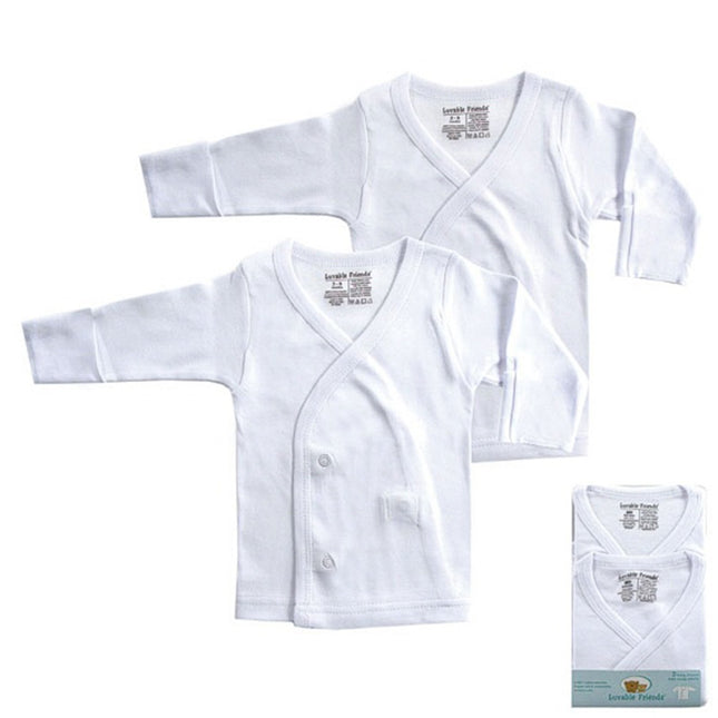 Luvable Friends Baby Side Snap Shirts, White Long-