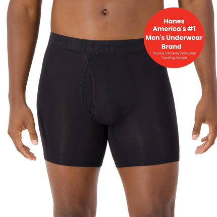 Hanes Men's Originals Boxer Briefs & Trunks, Supersoft Bamboo from Viscose Underwear, 3-Pack, Regular Leg-Black-3 Pack, M (Pack of 3)