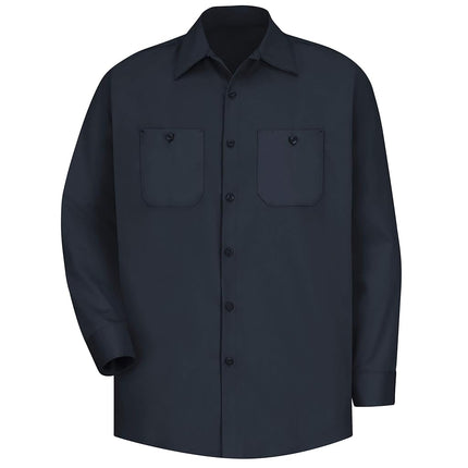 Red Kap Men's Wrinkle Resistant Cotton Work Shirt, Dark Navy, M Tall