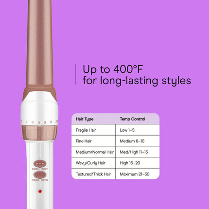 Conair Double Ceramic 1 1/4-inch to 3/4-inch Curling Wand, Tapered wand produces beachy waves