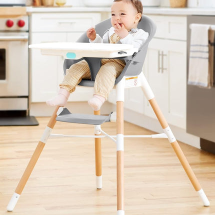 Skip Hop Baby High Chair 4 in 1 Convertible High Chair, EON, Grey/White