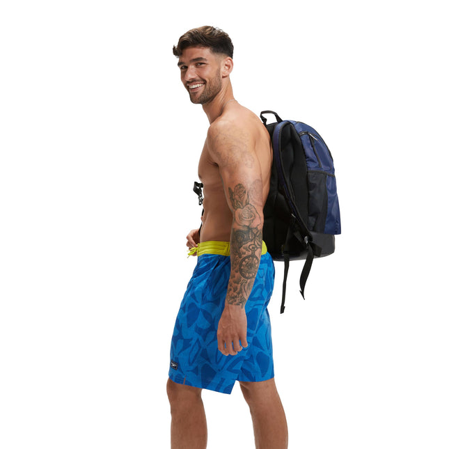 Speedo Men's Swim Trunk Knee Length Boardshort Bondi Printed Board Shorts, 20" Blue Bells, M