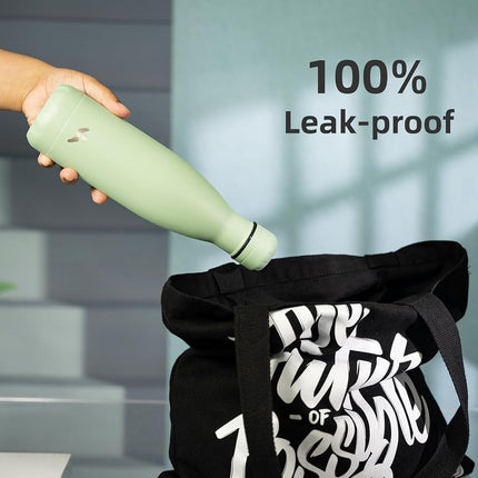 Konokyo Insulated Water Bottles,12oz Double Wall Stainless Steel Vacumm Metal Flask for Sports Travel,Macaron Green