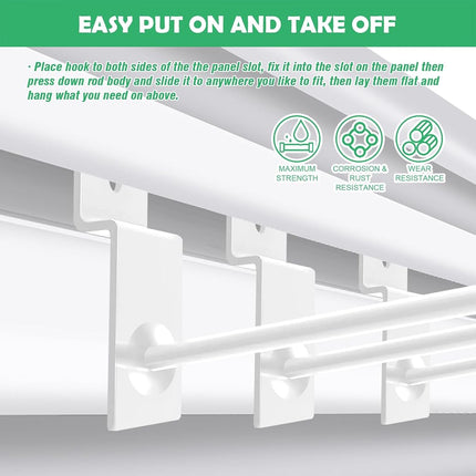Yauhar 2/4/6/8 Inches Slatwall Panel Hooks Assortment Set, Heavy Duty Slat Wall Hanging Display Hooks Pegboard Hanger Hook for Gridwall Garage Shop Retail (White, 6 Inch)