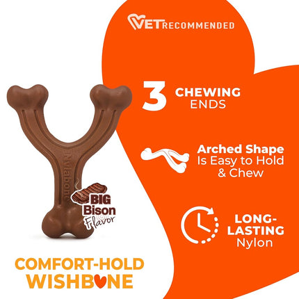 Nylabone Ergonomic Hold & Chew Wishbone Power Chew Durable Dog Toy Small - Up to 25 lbs.