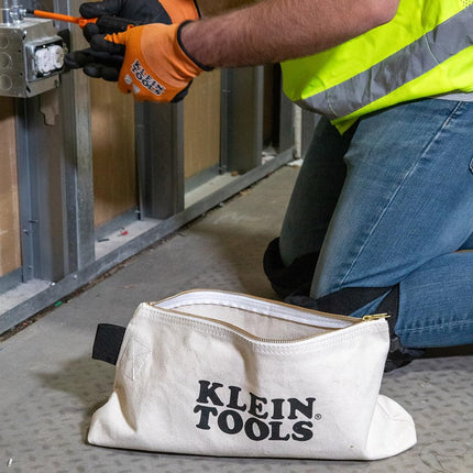 KLEIN TOOLS 62042 16-Inch Zipper Bag, Extra Long, No. 10 Canvas, Heavy Duty Tool Bag, 3-Inch Stand-Up Bottom, Multipurpose for Tools or Crafts
