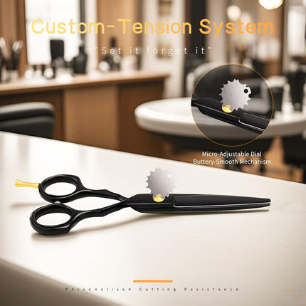 5.5 inch Purple Hair Cutting Scissors Set with Razor, Leather Scissors Case, Barber Hair Cutting Shears Hair Thinning/Texturizing Shears for Professional Hairdresser or Home Use (Black)