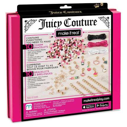 Make It Real Juicy Couture Pink and Precious Bracelets - DIY Charm Bracelet Making Kit with Beads - Gifts for Girls