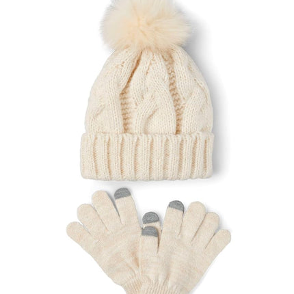 Conjunto de gorro y mitones de invierno para niñas de The Children's Place, conjunto de avena trenzado, 4-7 años