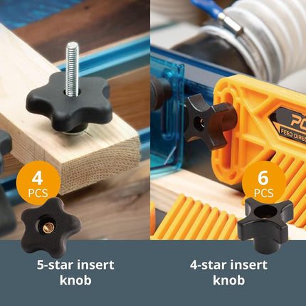 POWERTEC 71128 128-Piece T-Track Knob Kit With 5/16"-18 Threaded Bolts and Washers, Accessories for Woodworking Jigs and Fixtures