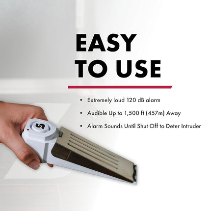 SABRE Wedge Door Stop Security Alarm with 120 dB Siren - Great for Home, Travel, Apartment or Dorm