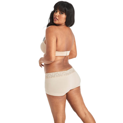Maidenform Women's Underwear, Stretch Cotton Boyshort Panties, Assorted, 3-Pack Boy Short, Latte Lift/Latte Lift/Latte Lift, L (Pack of 3)