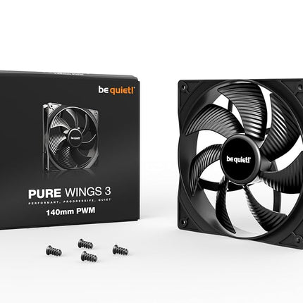be quiet! Pure Wings 3 140mm PWM Fan, High Top-End Speed, Low Minimum RPM, Optimized Frame, Newly Designed Blades, Extraordinary Air Pressure, Very Quiet Operation, Rifle Bearing