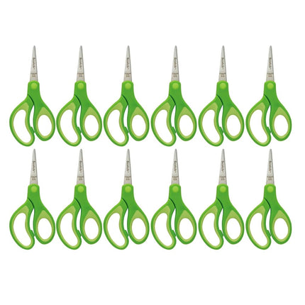 Scotch 5" Soft Touch Blunt Tip Kids Scissors, 12 Count Teacher’s Pack, Green, All-Purpose Scissors for School and Crafts (1442P-12)