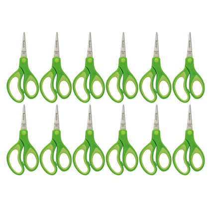 Scotch 5" Soft Touch Blunt Tip Kids Scissors, 12 Count Teacher’s Pack, Green, All-Purpose Scissors for School and Crafts (1442P-12)