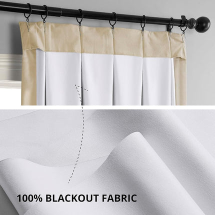HPD Half Price Drapes Velvet Blackout Curtains/Drapes - 84 Inches Long 1 Panel Blackout Curtain Signature Pleated for Living Room & Bedroom - 25W X 84L, Neutral Ground