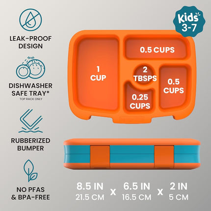 Bentgo® Kids Prints Leak-Proof, 5-Compartment Bento-Style Kids Lunch Box - Ideal Portion Sizes for Ages 3-7, Durable, Drop-Proof, Dishwasher Safe, & Made with BPA-Free Materials (Planes)