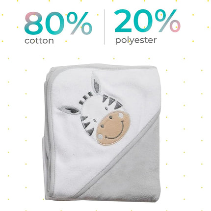 Spasilk 23-Piece Soft Terry Hooded Bath Towel and Washcloth Gift Set, 3 Baby Towels and 20 Baby Washcloths for Unisex Newborn Bath Essentials, Ideal, White Zebra