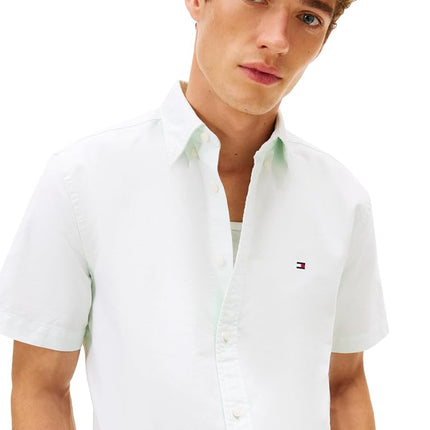 Tommy Hilfiger Men's Heritage Oxford Regular Short Sleeve Shirts, Opal Green XX-Large