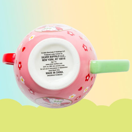 Silver Buffalo Strawberry Shortcake Picnic Floral Pattern Ceramic 3D Sculpted Mug, 20 Ounces