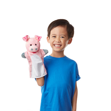 Marionetas de mano Barn Buddies de Melissa & Doug, juego de 6 (vaca, oveja, caballo, pato, gallina, cerdo)