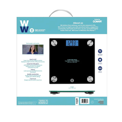 Weight Watchers Scales by Conair Scale for Body Weight, Digital Bathroom Scale in Black
