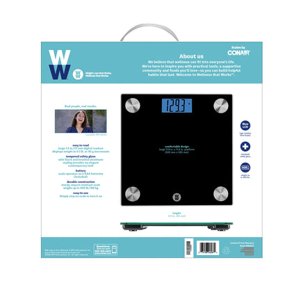Pèse-personne Weight Watchers by Conair, pèse-personne numérique pour salle de bain, noir
