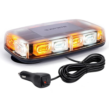 Xprite 12" Rooftop Strobe Light, High Bright LED Emergency Flashing Beacon Light w/Magnetic Mount for 12V-24V Construction Vehicles, Truck, Snow Plow, Postal Car (Amber White)