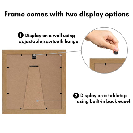Americanflat 8x8 Picture Frame with Shatter-Resistant Glass - Use as 4x4 Frame with Mat or Display 8x8 Photo Without Mat - Signature Collection - Square Frames for Tabletop and Wall - Dark Oak