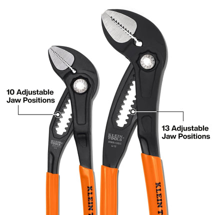 Klein Tools D5052BSKIT Straight Jaw Quick Adjustment Pump Pliers Set, 7-Inch and 25-Inch Adjustable Pliers Set, Heavy Duty Hand Tool with Serrated Teeth