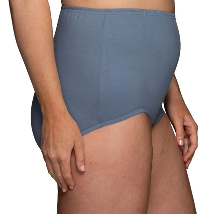 Vanity Fair Women's High Waisted Underwear, Full Coverage Ladies Panties, Perfectly Yours Briefs, Cotton - Steele Blue/Cashmere/Glacier White, 9