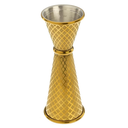 Barfly 1 x 2 oz. Diamond Lattice Etch Japanese Style Jigger, Gold Plated