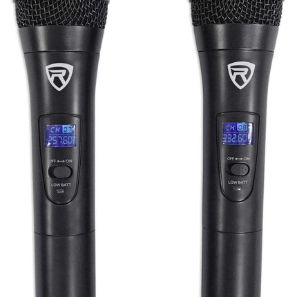Système de microphone sans fil double Rockville RWM1203VH, 2 micros, VHF longue portée, son clair, affichage numérique, pour karaoké, scène, église, événements en direct