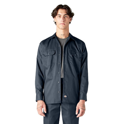 Dickies Long Sleeve Work Shirt, Dark Navy, S