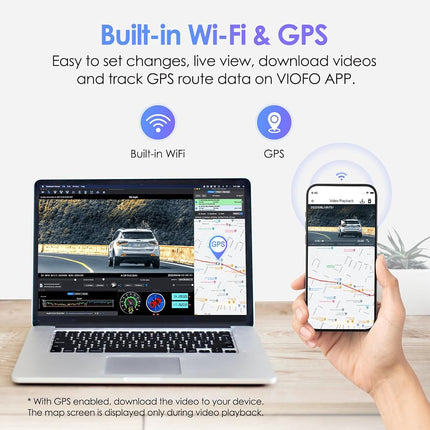 VIOFO Dual Dash Cam, 2K 1440P 60fps+1080P 30fps Front and Rear Dash Camera with Wi-Fi GPS, Parking Mode, Emergency Recording, Super Capacitor, Motion Detection (A129 Plus Duo)