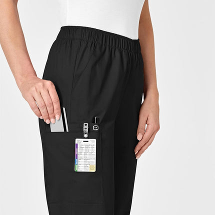 WonderWink 501PXBLAC2XP Wonder Work Women's Pull-On Cargo Pant, Black, Petite Extended-2X Size