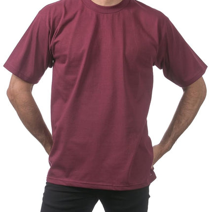 Pro Club Men's 3-Pack Heavyweight Cotton Short Sleeve Crew Neck T-Shirt, Maroon, Large