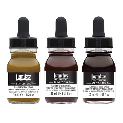 Liquitex Professional Acrylic Ink, Set of 3 x 30 Transparent Colours