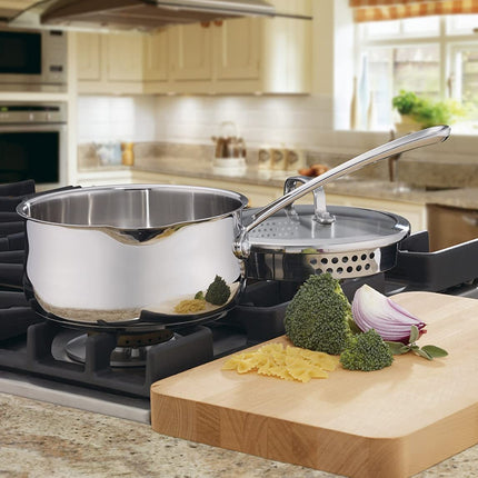 Cacerola de 2 cuartos con tapa y boquilla Cuisinart 419-18P Contour Cookware, acero inoxidable