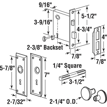Prime-Line Products E 2330 Keyed Mortise Lock Set, Satin Nickel Finish