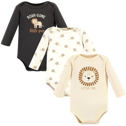 Hudson Baby Unisex Baby Cotton Long-Sleeve Bodysuits, Brave Lion, Newborn, Brave Lion, Newborn