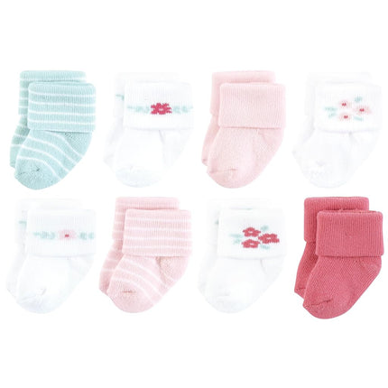 Hudson Baby Unisex Baby Cotton Rich Newborn and Terry Socks, Tiny Flowers, 6-12 Months, Tiny Flowers, 6-12 Months