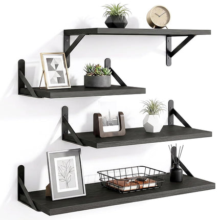 YGEOMER Wall Shelves, Black Floating Shelves Diffe