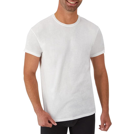 Hanes Men's Cotton, Moisture-Wicking Crew Tee Undershirts, Multi-Packs, White-6 Pack, S (Pack of 6)