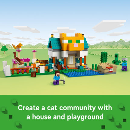 LEGO 21249 Minecraft The Building Kit 4.0, 2-in-1 Set, Build River Towers or a Cat Hut with Alex, Steve, Creeper and Zombie Mobs Figures, Toy for Kids